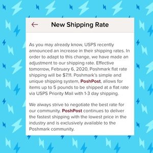 Reminder of NEW Shipping rates